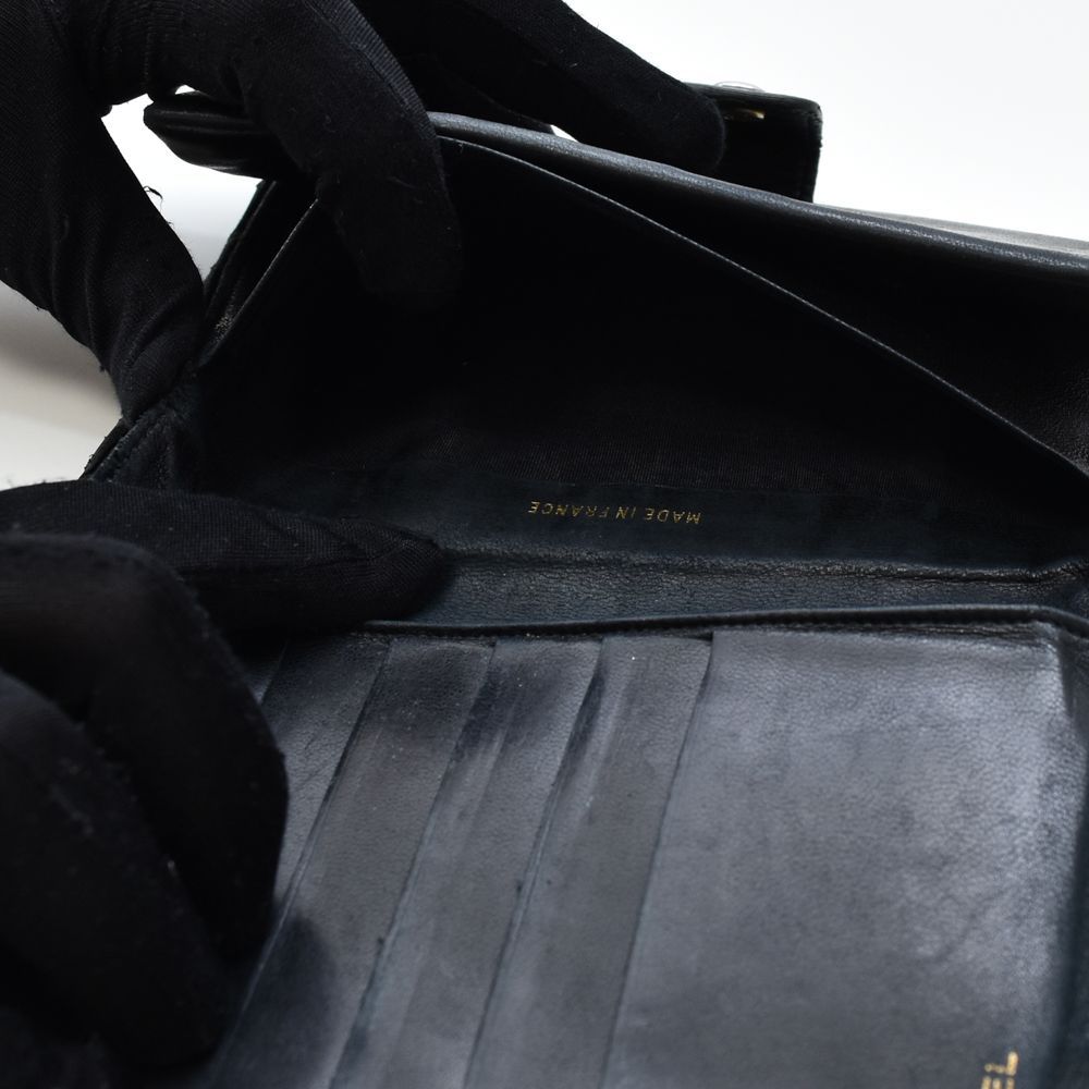 中古USED CHANEL 財布 2つ折り ラムスキン ブラック 7929227010