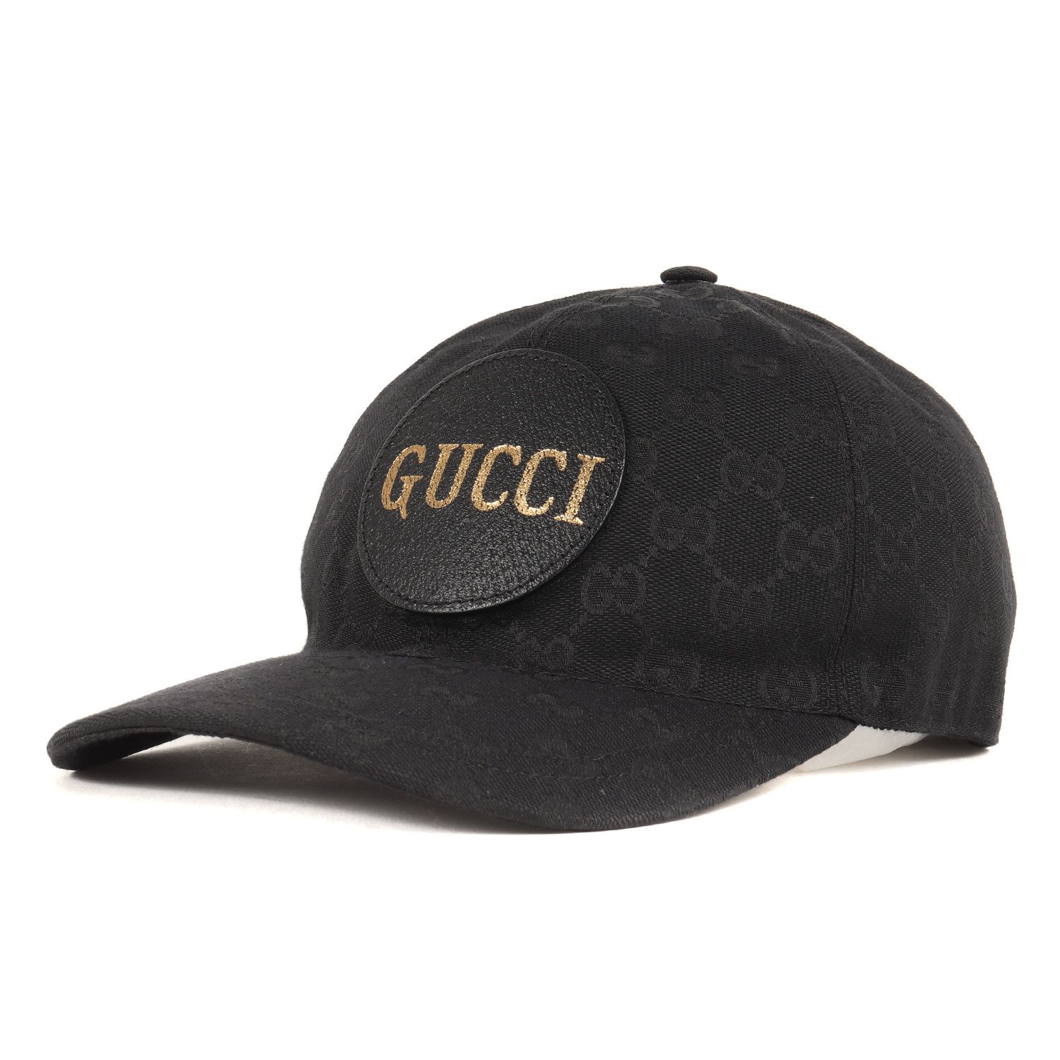 GUCCI グッチ キャップ 黒 美品 GUCCI グッチ キャップ サイズ:L(59cm) レザーワッペン GG