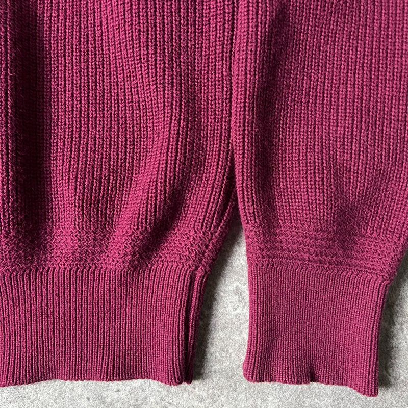 90s USA製 LLBean ヘンリーネック アーミー タイプ コットン ニット