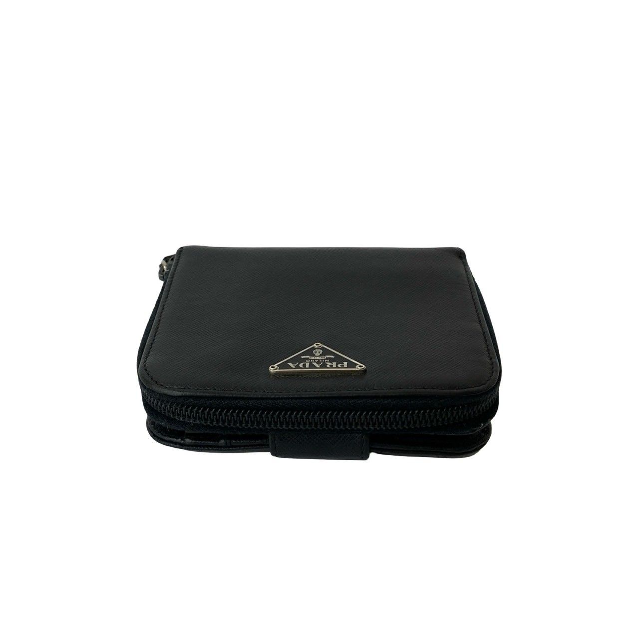 【正規品】PRADA 折りたたみ財布 BLACK 専用BOX付き PRADA専用箱&訳ショッパー付き 新品未使用 プラダ 折り財布 ロゴ