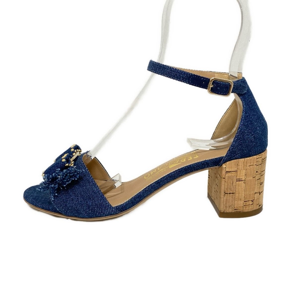 FERRAGAMO|SalvatoreFerragamo サルバトーレフェラガモ パンプス 5D レディース - ネイビー ヴァラ|スタッズ|オープントゥ