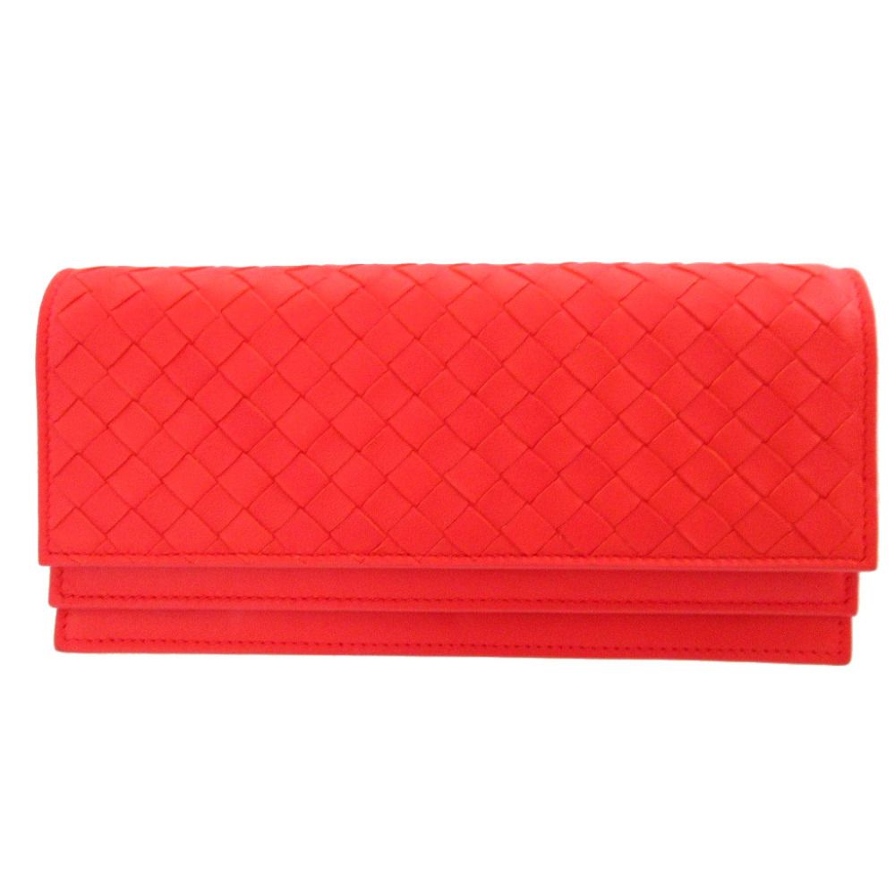 ボッテガヴェネタ イントレチャート 143305 レザー レッド 赤 2つ折り長財布 財布 0337 BOTTEGA VENETA