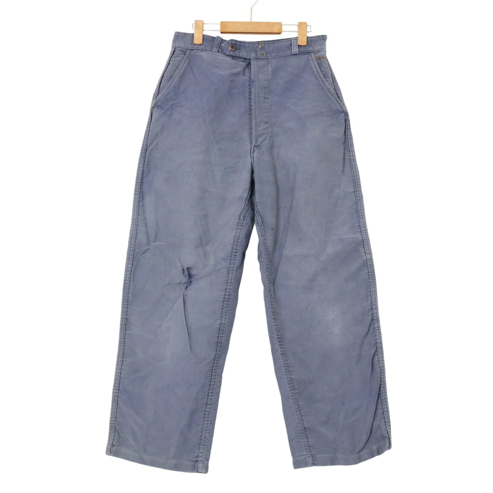~50年代 Adolphe Lafont アドルフ ラフォント フレンチワーク パンツ ヴィンテージ ユーロ ブルー (メンズ Ｗ30 Ⅼ27相当) 中古 古着 A2464