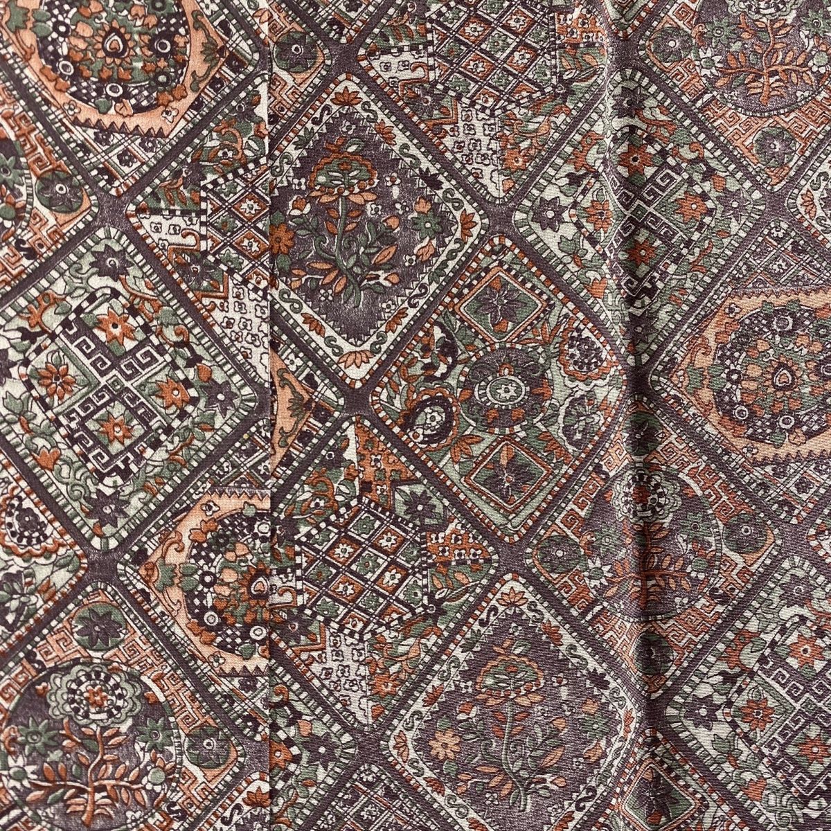 道中着 身丈108cm 裄丈66cm M 和装コート 草花 菱格子 紫 正絹 美品  