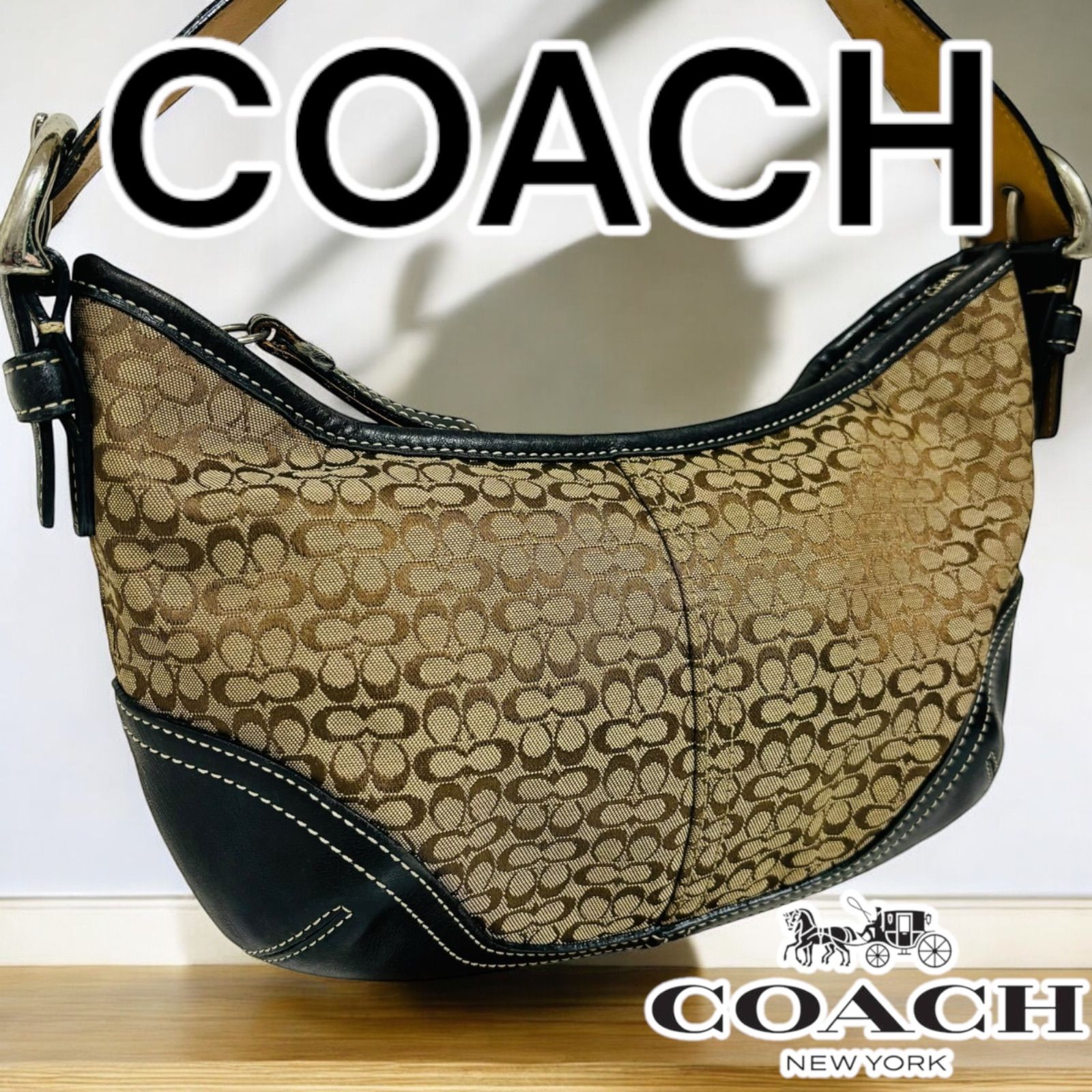 COACH シグネチャーモノグラム柄ワンショルダーミニバッグ　アクセサリーポーチ COACH シグネチャーモノグラム柄ワンショルダーミニバッグ