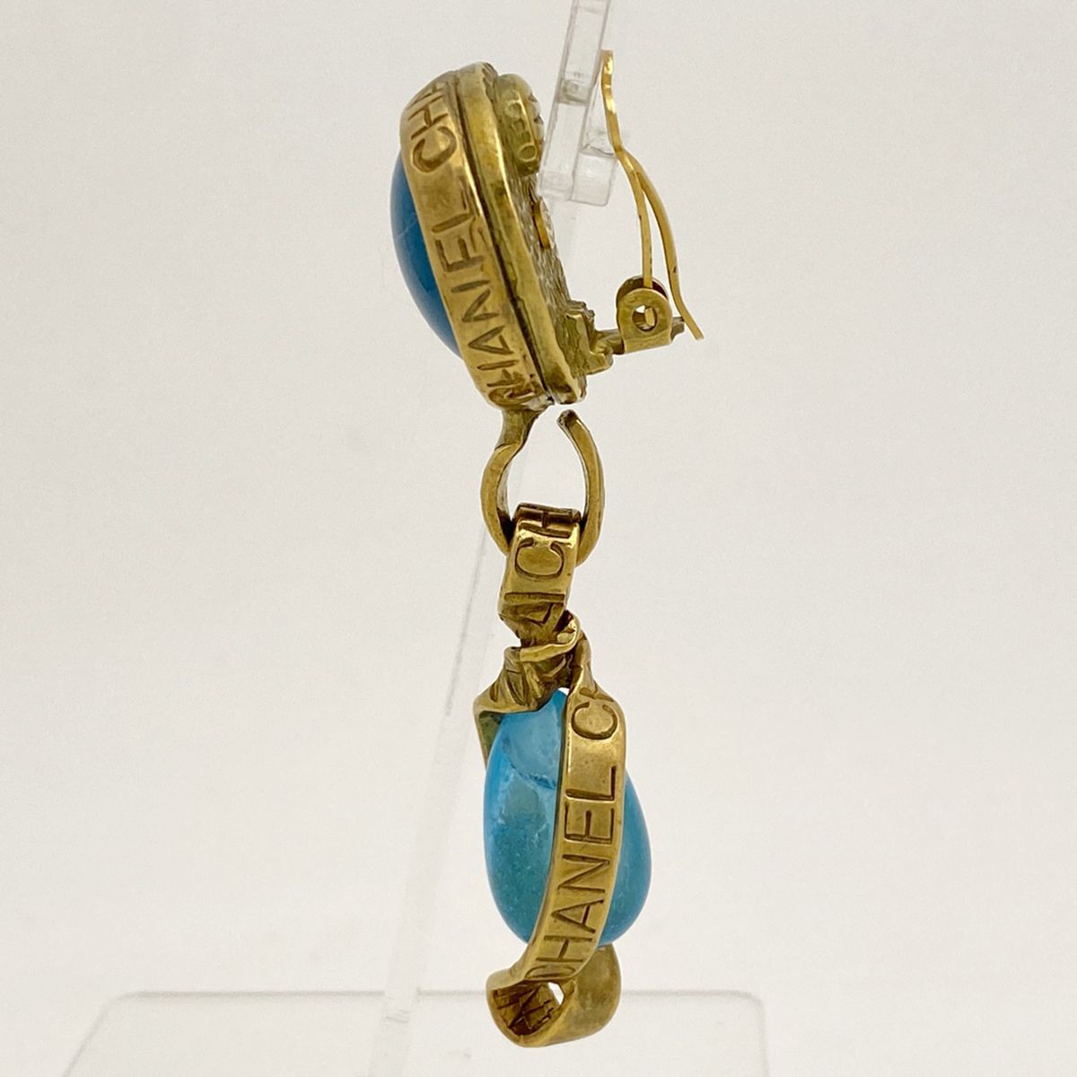 シャネル CHANEL ロゴ カラーストーン イヤリング スイング グリポア イヤリング GP ゴールド レディース