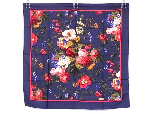 □美品□ COACH コーチ シルク100% フラワー 花柄 スカーフ