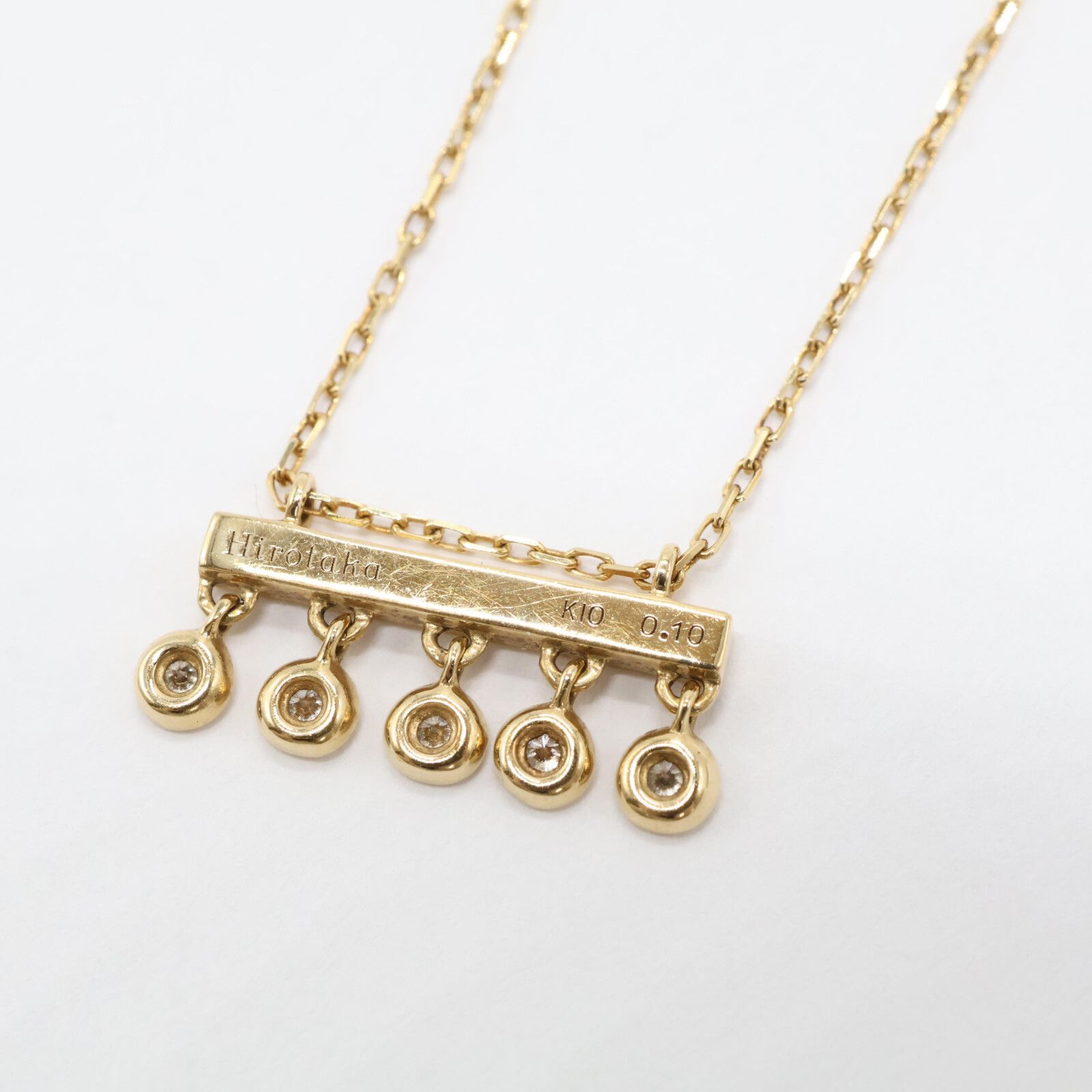 ヒロタカHirotaka ロングネックレス80センチK10 ダイヤ 調整可