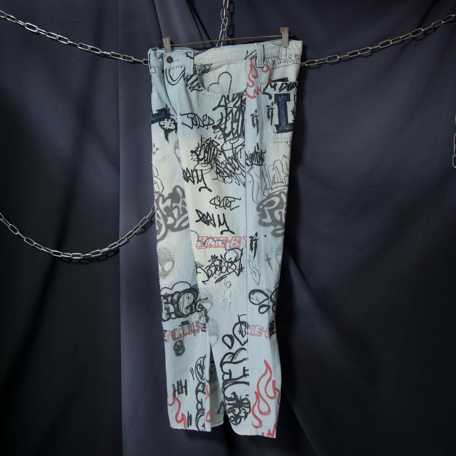 JADED LONDON Full Graphics Alien&Fire Baggy Denim 総柄