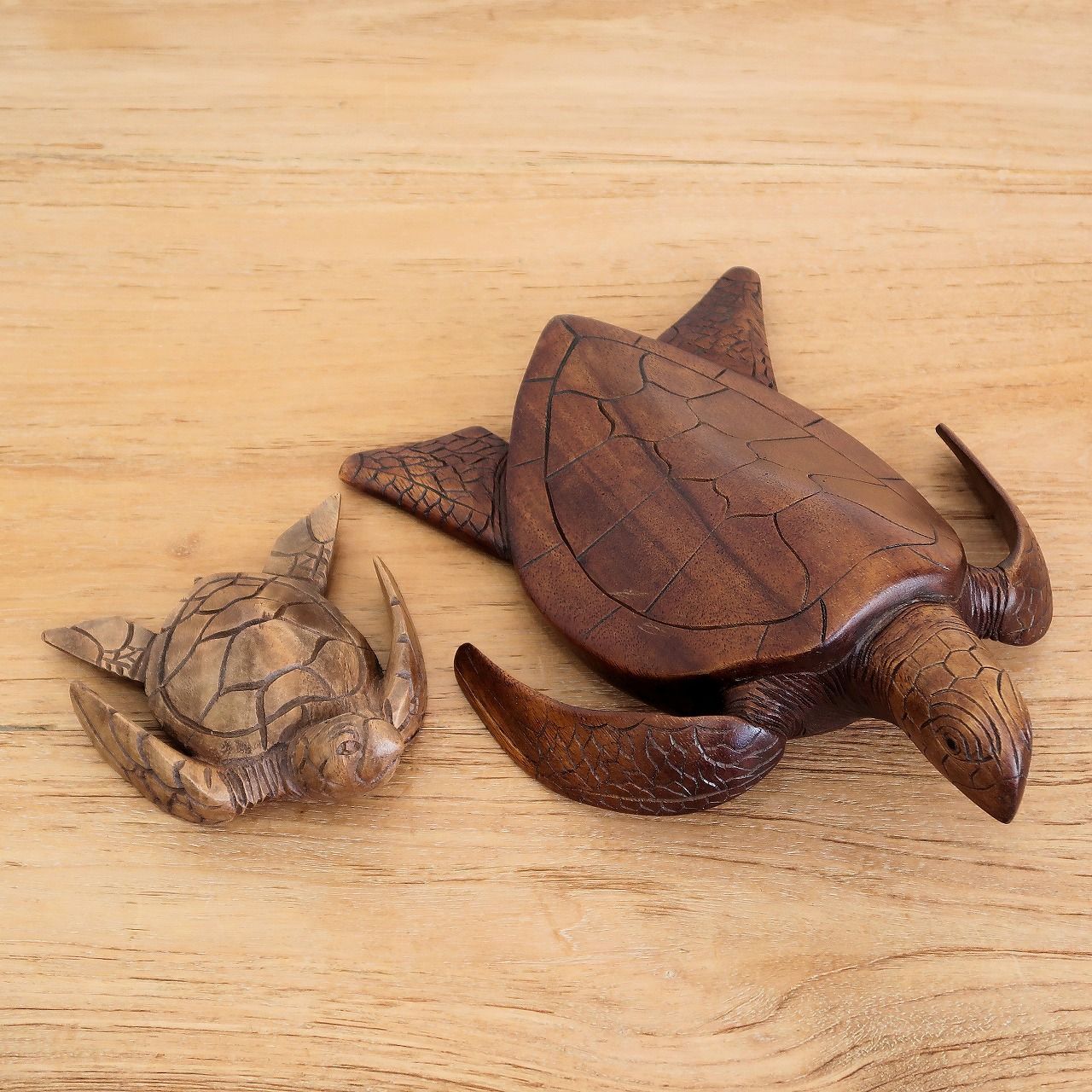 ホヌの木彫りの置物 海亀 32cm ホヌの置物 海亀の置物 海亀の木彫り