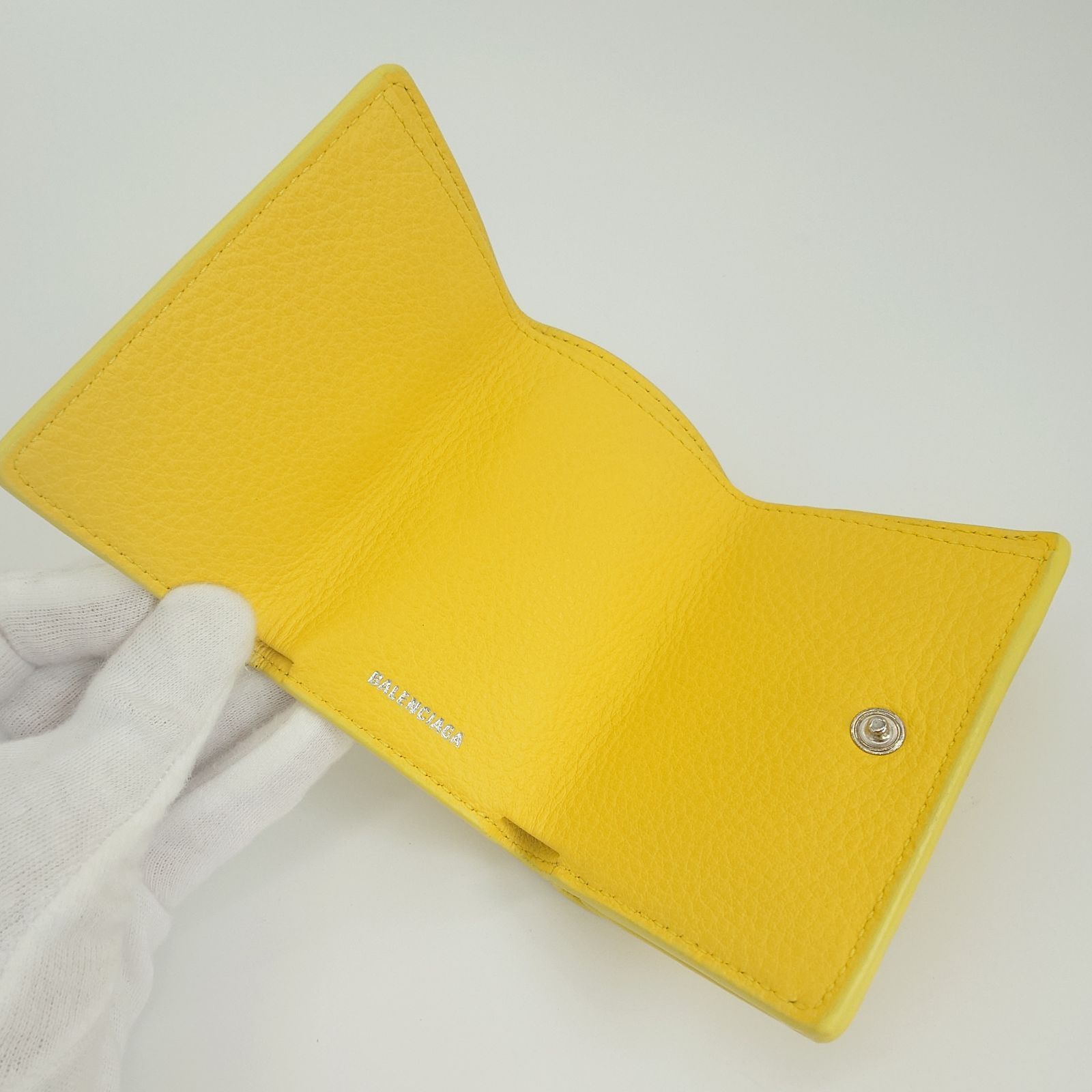 BALENCIAGA ペーパーウォレット　イエロー 三つ折り財布　ミニ財布 BALENCIAGA イエロー ミニペーパーウォレット 黄色 バレンシアガ 美品
