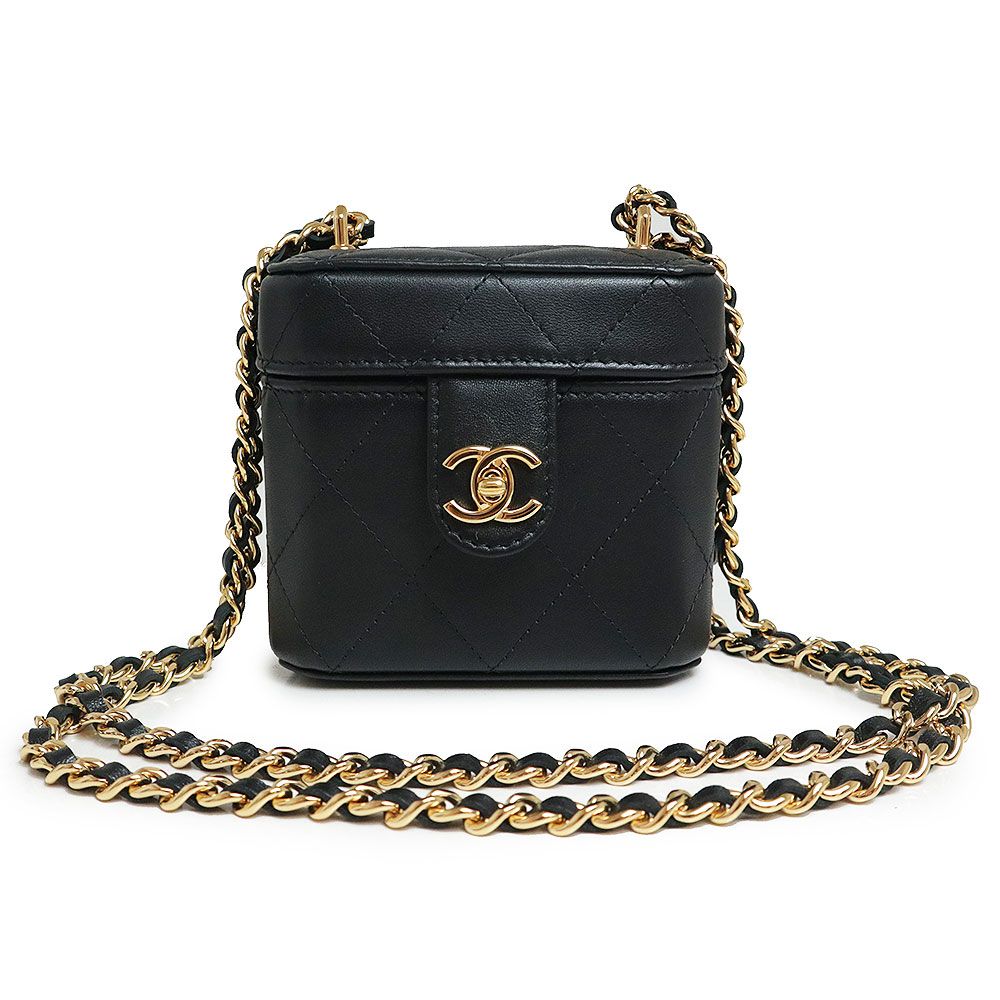 CHANEL シャネル マトラッセ ミニバニティ ショルダーバッグ ブラック ラムスキン ゴールド金具 AP3459 シャネルバニティ ミニ チェーンショルダー 42976 ブラック レディース
