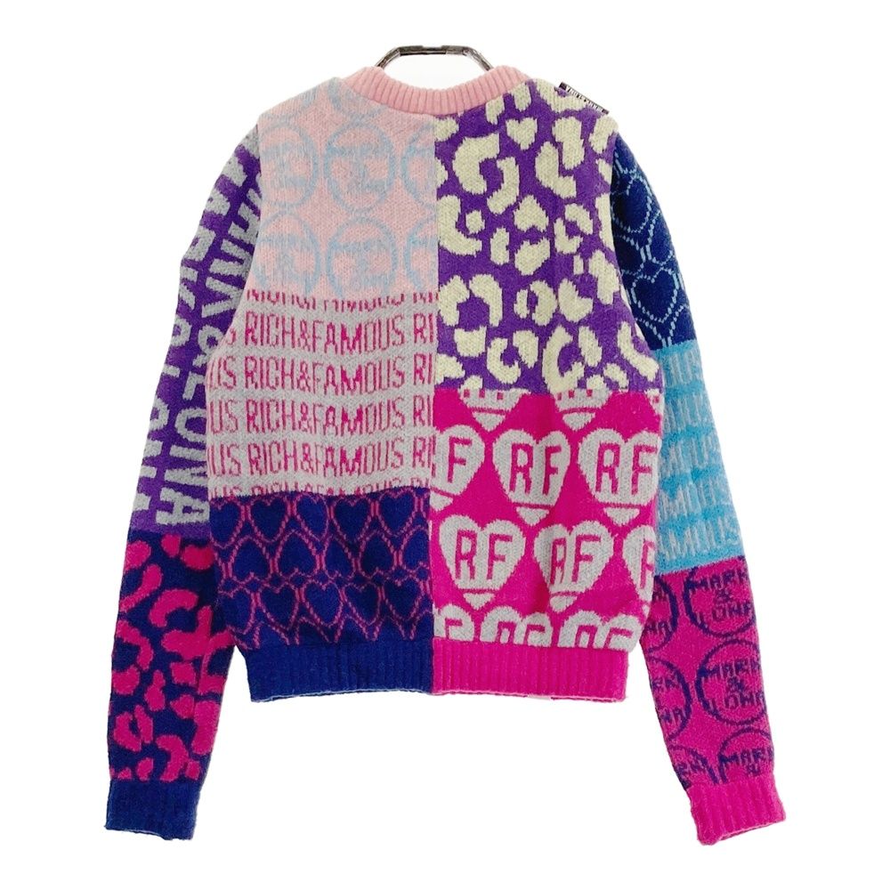 サイズ 36 MARK-LONA マークアンドロナ 裏地付 ニットセーター 総柄 ピンク系 240101351462 ゴルフウェア レディース ストスト