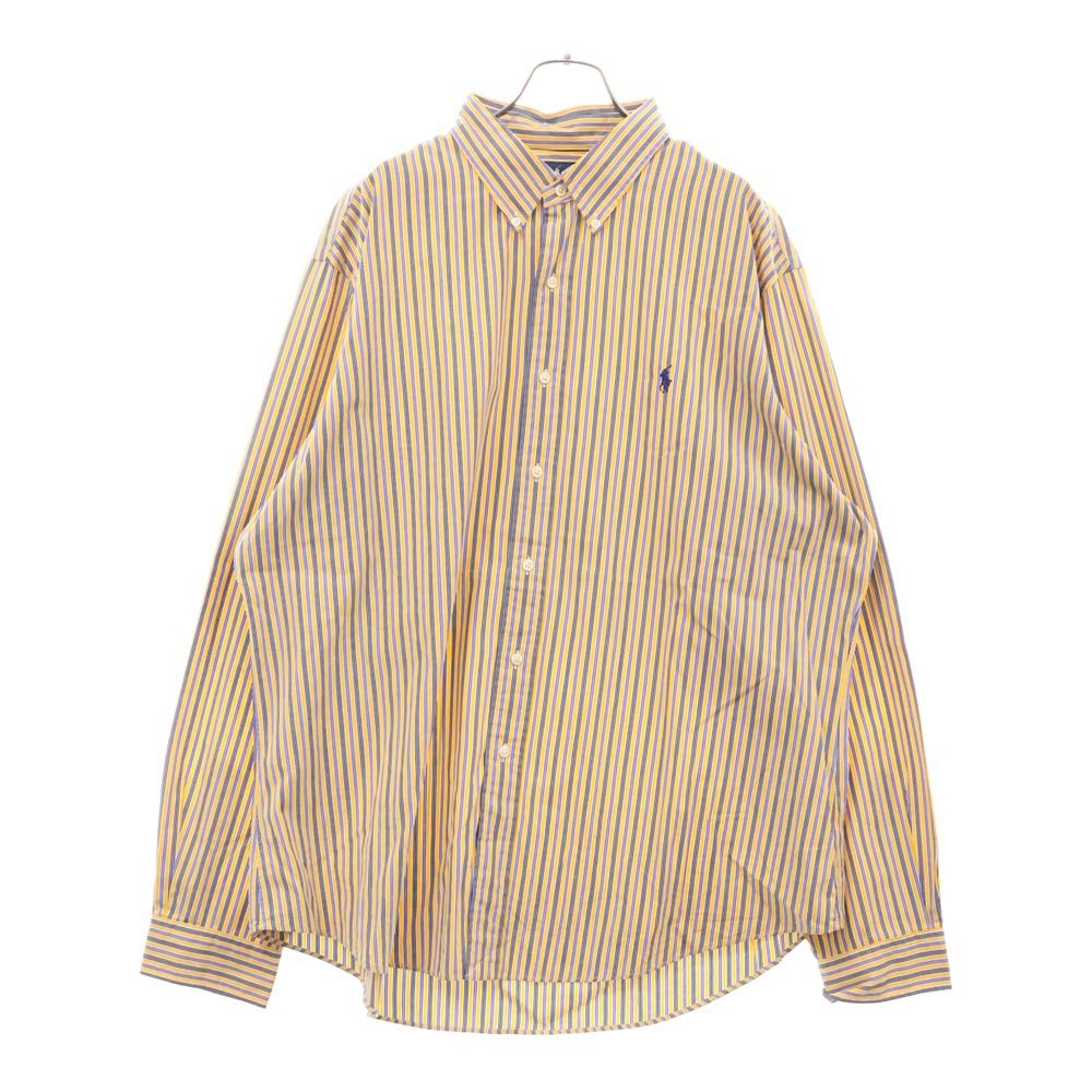 RALPH LAUREN (ラルフローレン) Custom Fit カスタムフィット 長袖ストライプシャツ イエロー