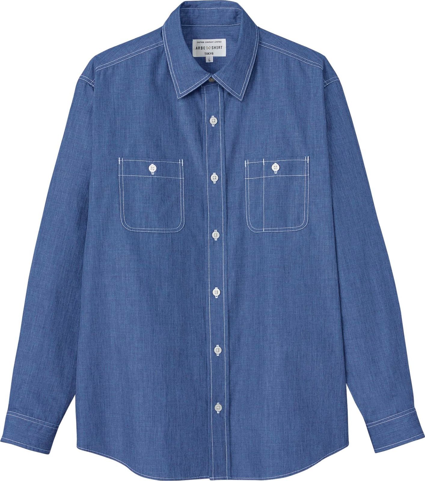Size:L_Color:C-5 ネイビー [アルベ] シャツ(長袖)[兼用] 男女兼用 長袖 ダンガリー ダブルステッチ シャツ SS~4L EP8605 C-5 ネイビー 日本 L (日本サイズL相当)
