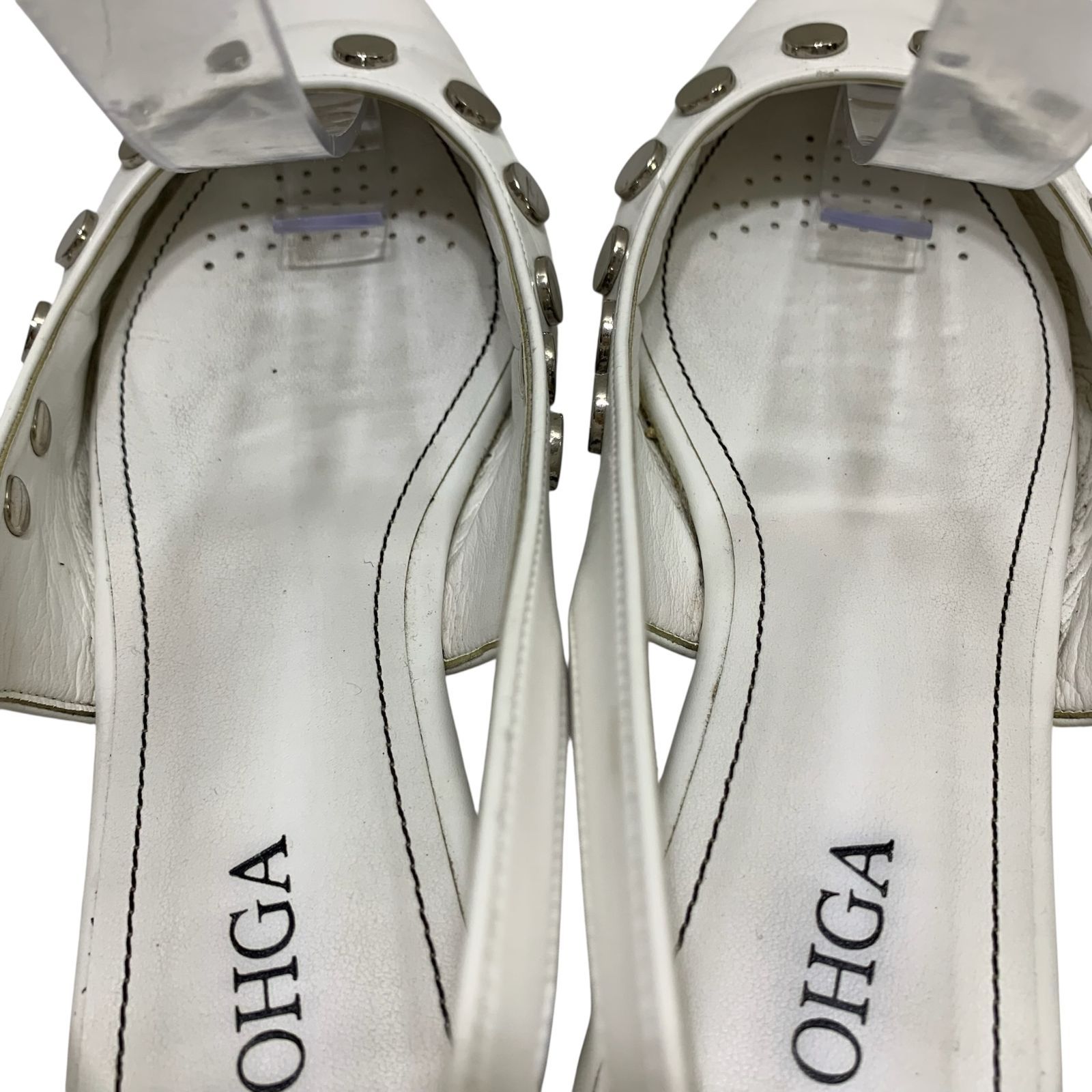 【美品】OHGA 黒 ビジュー フラットシューズ 22.5 美品】オオガ (22.5) フラットシューズ ストラップ パンプス 本