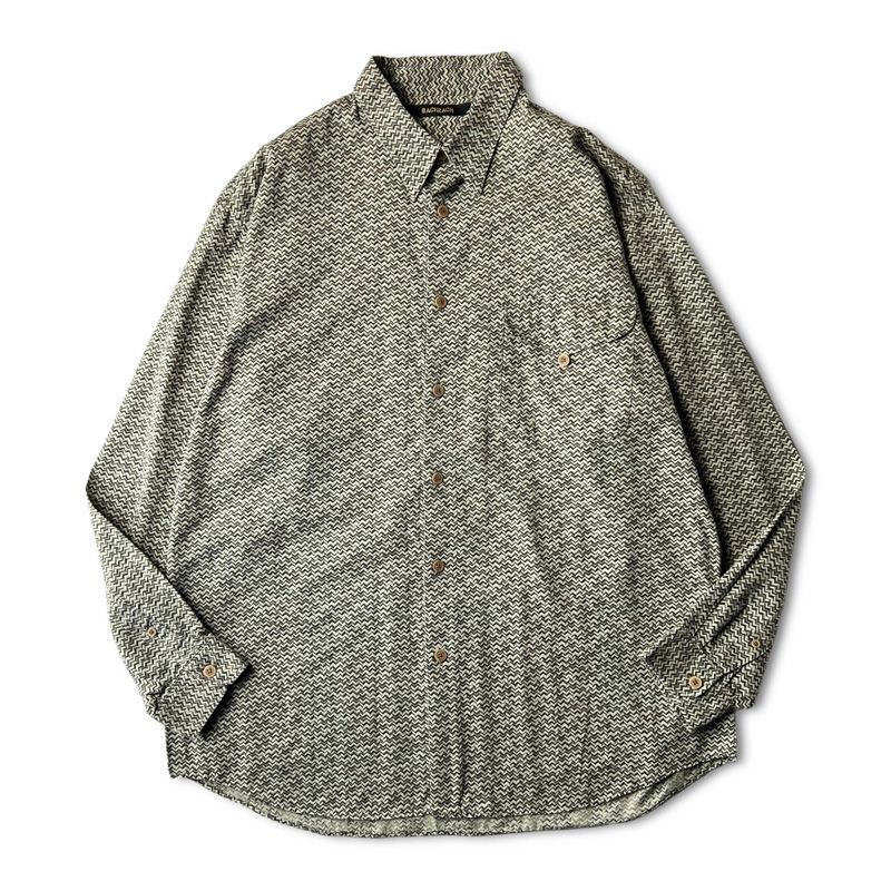 90s BACHRACH 総柄 コットン 長袖 シャツ L / 90年代 オールド 柄 