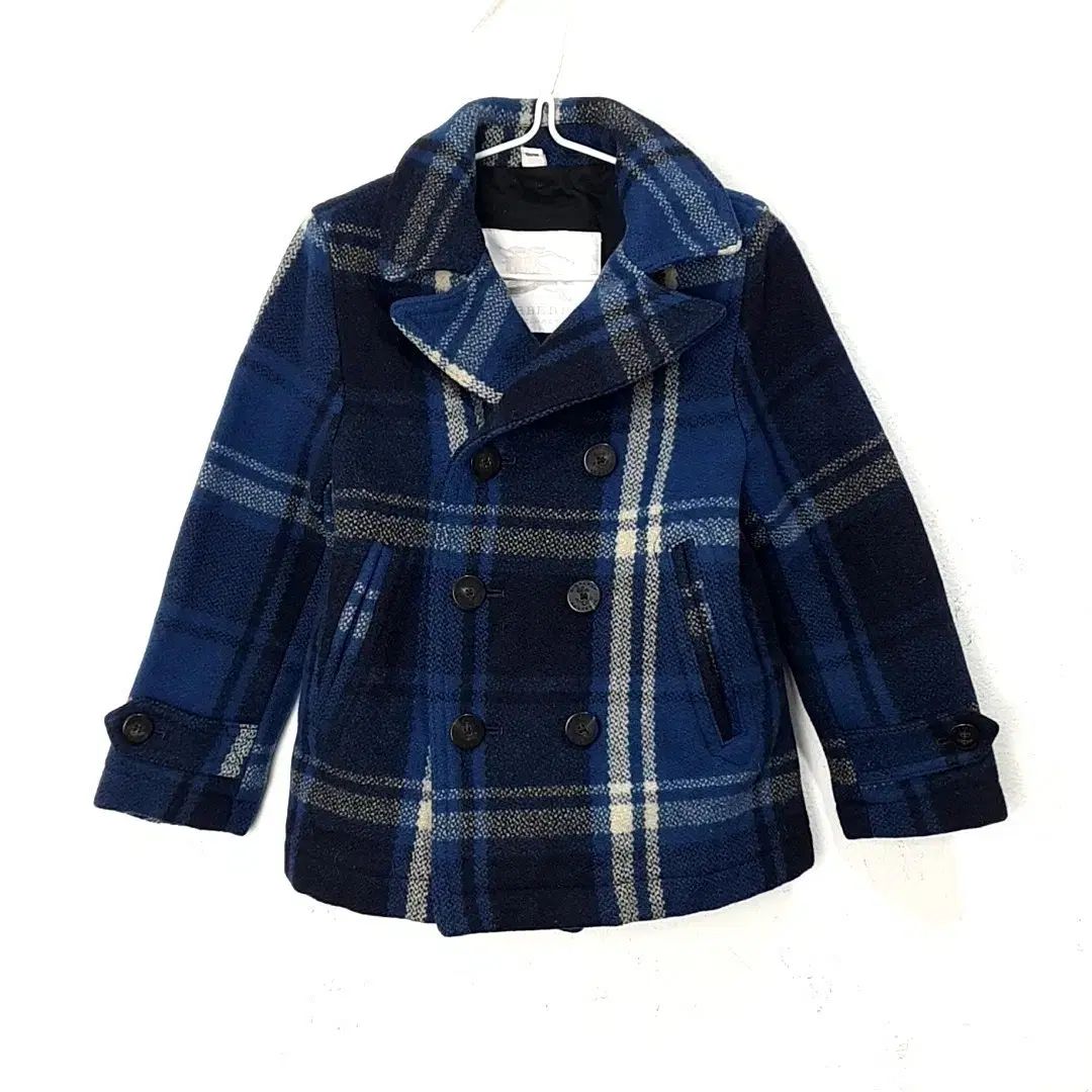 4 三 BURBERRY バーバリー 青 チェック ダブル コート