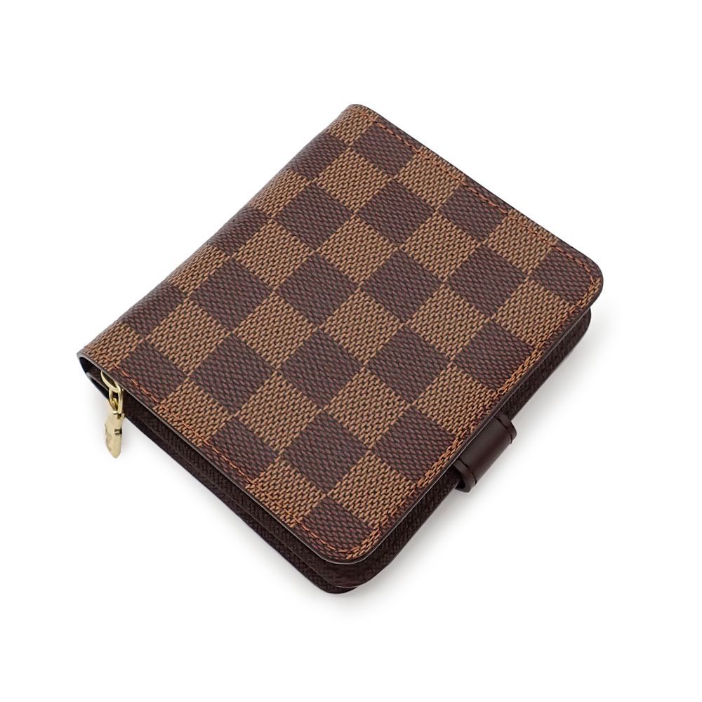 ルイ ヴィトン コンパクトジップ 折り財布 ダミエ ブラウン ゴールド金具 N61668