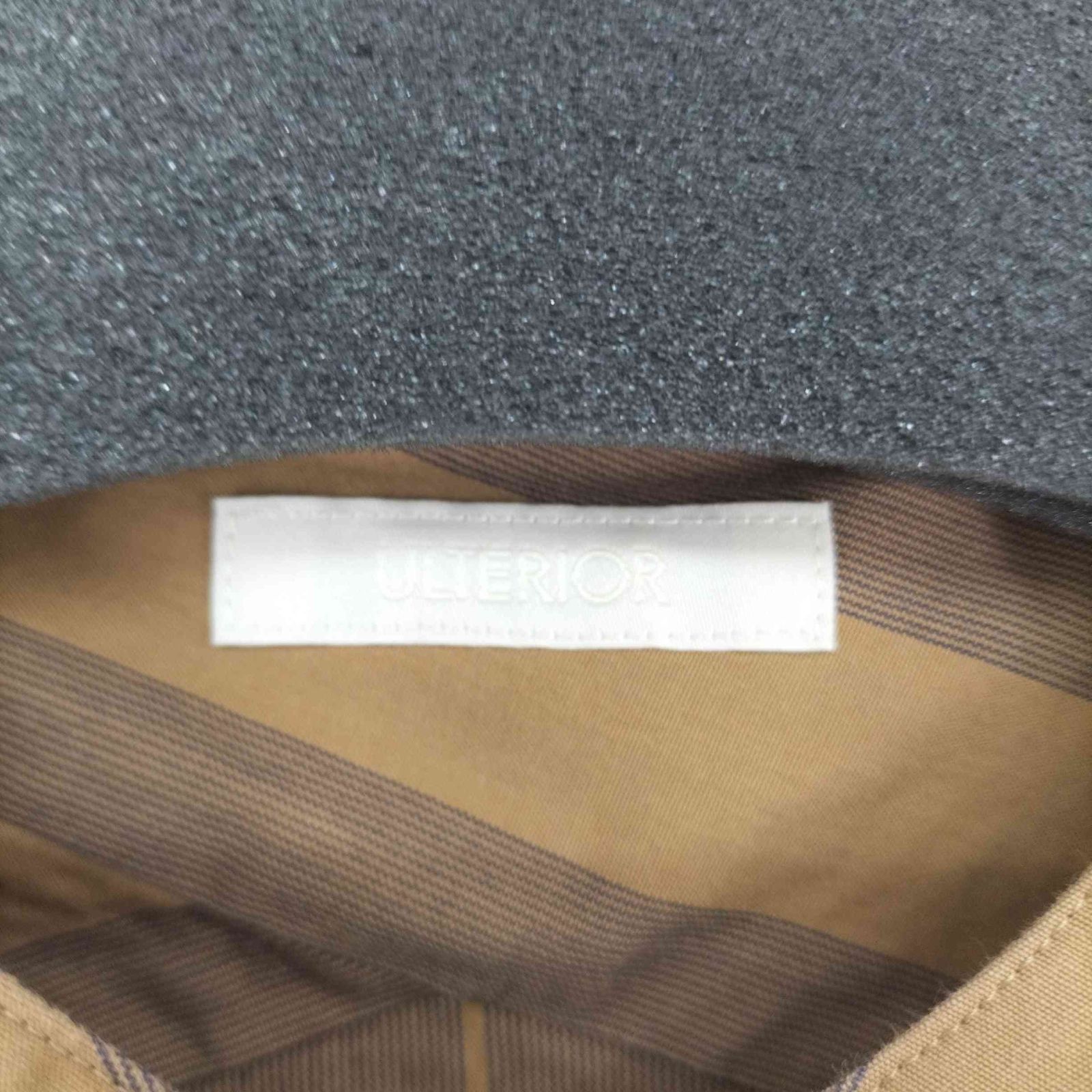 アルテリア ULTERIOR OVERLAID BAND COLLAR BROWN SHIRT STRIPE