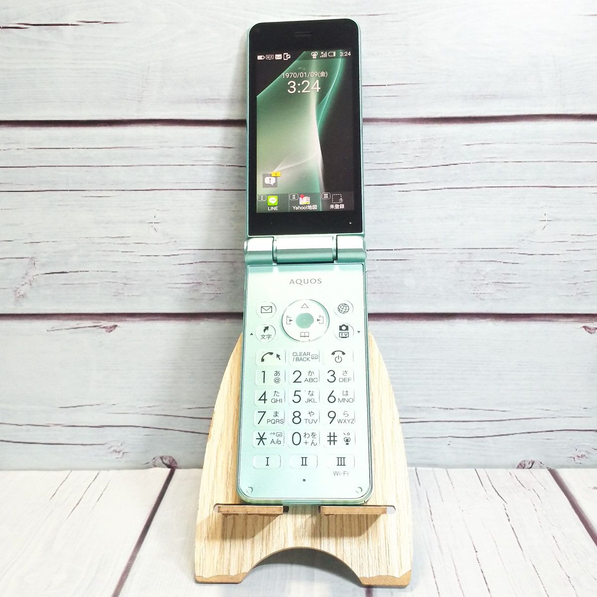 【送料無料】Softbank 601SH AQUOS ケータイ2 ライトグリーン Green 本体 白ロム [訳あり] SIMロック解除済み SIMフリー 997125