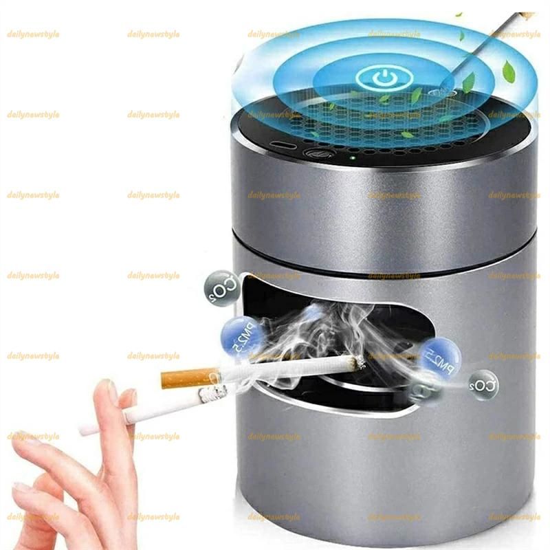 人気推薦◆煙を吸い込む灰皿 静音タバコの充電式 小型 電子ライター機能付き スモークレス灰皿 携帯 煙吸引機 おしゃれ 灰皿