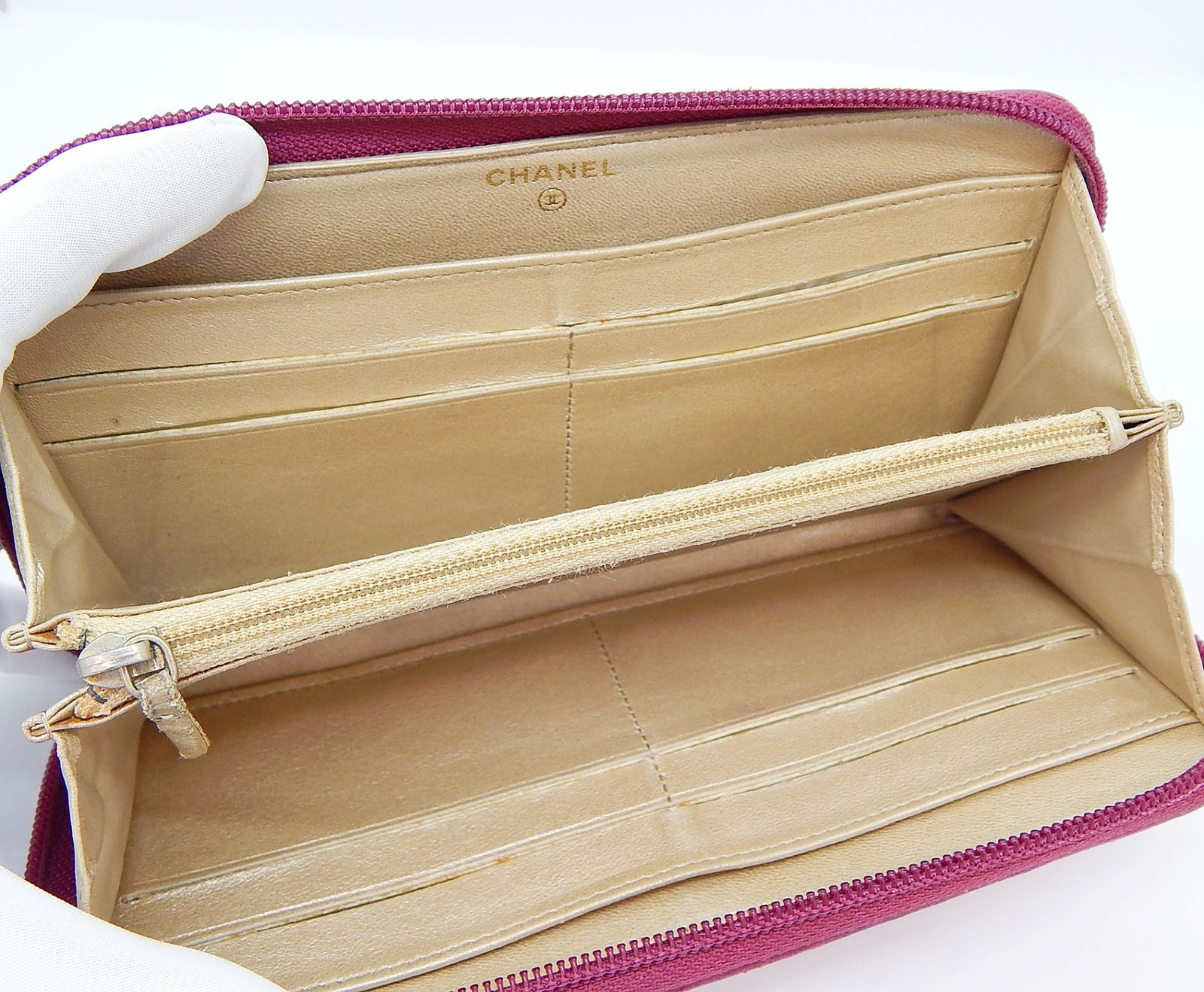 CHANEL(シャネル) カメリア ラウンドファスナー 長財布 ピンク