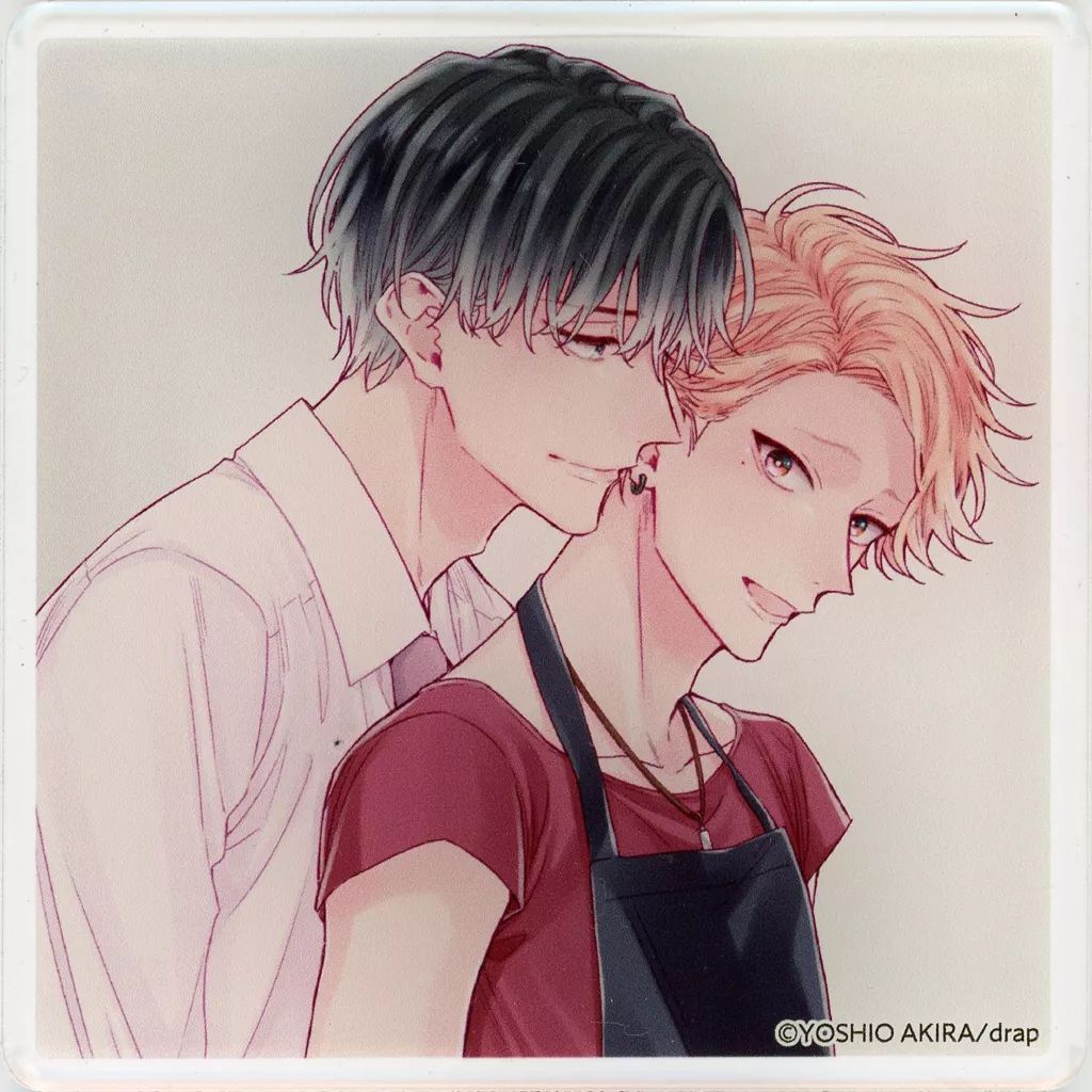 中古】コースター 神沢薫＆原和紀(背景ホワイト/抱きつき) アクリル