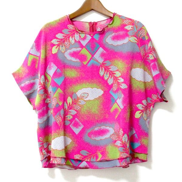 snc Ts 詩仙堂 ヒトシタムラ カットソー ピンク マルチ ちりめん 総柄 ドルマン レディース 957677