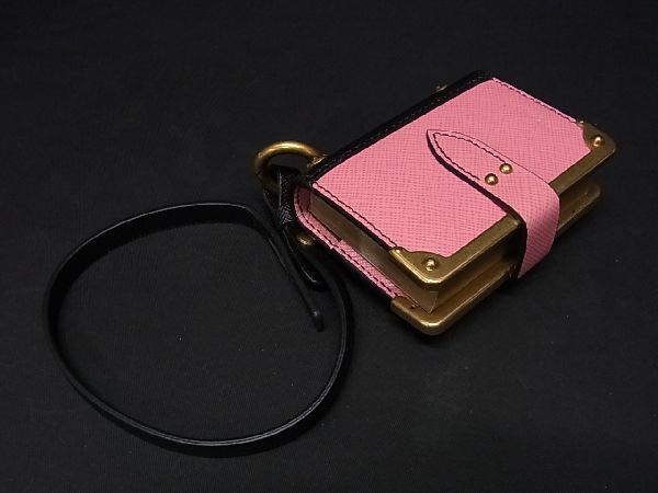 □極美品□ PRADA プラダ レザー メモ帳 ブック型 キーホルダー バッグ  