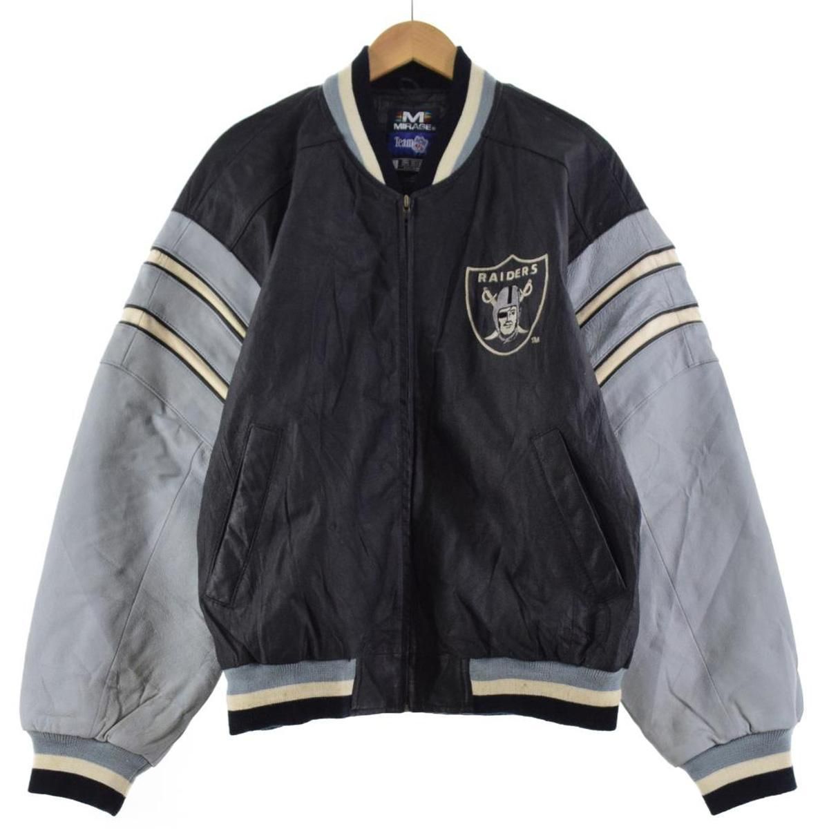 古着 MIRAGE NFL RAIDERS レイダーズ オールレザースタジャン メンズL/eaa227817