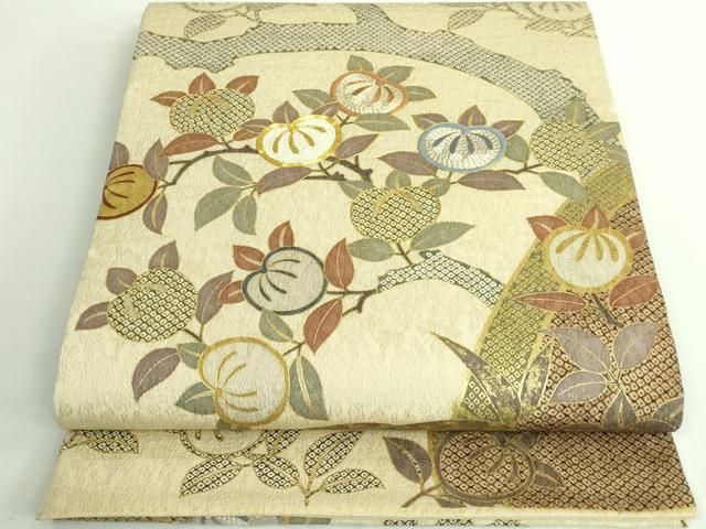 平和屋着物■極上　六通柄袋帯　駒刺繍　橘　金彩　逸品　DZAA9745kh5 平和屋着物□極上 六通柄袋帯 駒刺繍 橘 金彩 逸品 DZAA9745kh5 - メルカリ