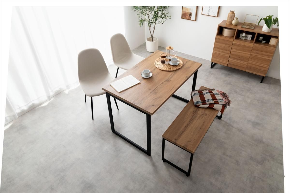 4点セット　Moku幅110cmダイニングテーブル+ダイニングベンチ+チェア2脚 4点セット】Moku 幅110cmダイニングテーブル+ダイニングベンチ+チェア2脚