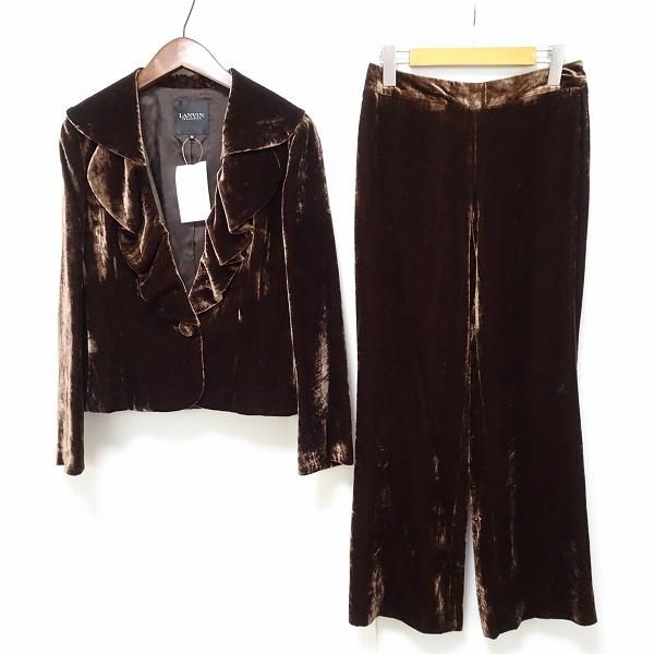 wnc ランバン LANVIN パンツスーツ セットアップ ツーピース 38 茶