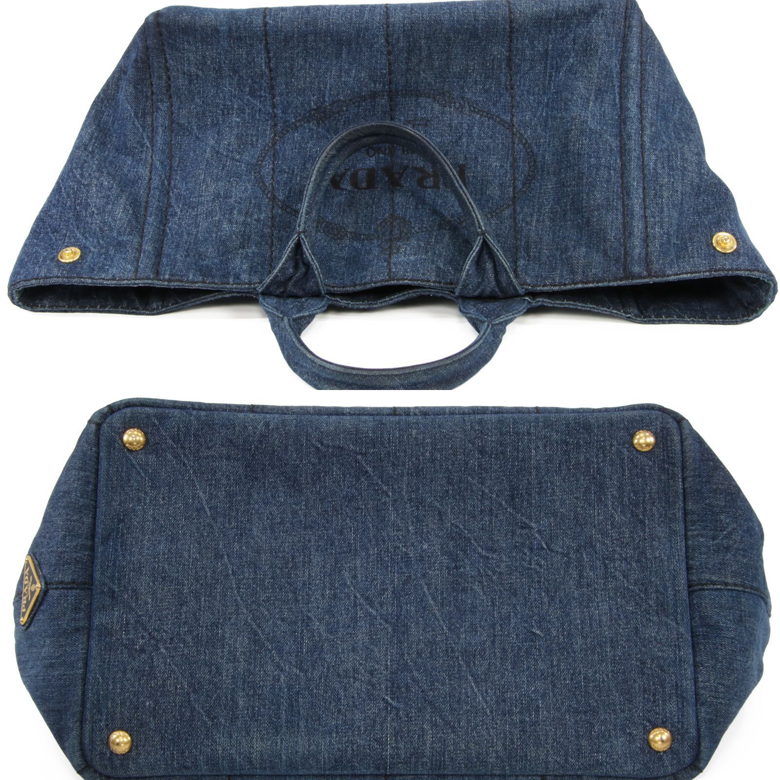 プラダ☆デニムカナパ☆Mサイズ 易けれ 