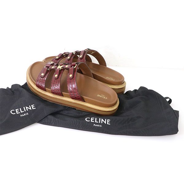 CELINE☆クロコダイル スタンプグラディエーター サンダル クレア トリオンフ グラディエーター チャンキーサンダル