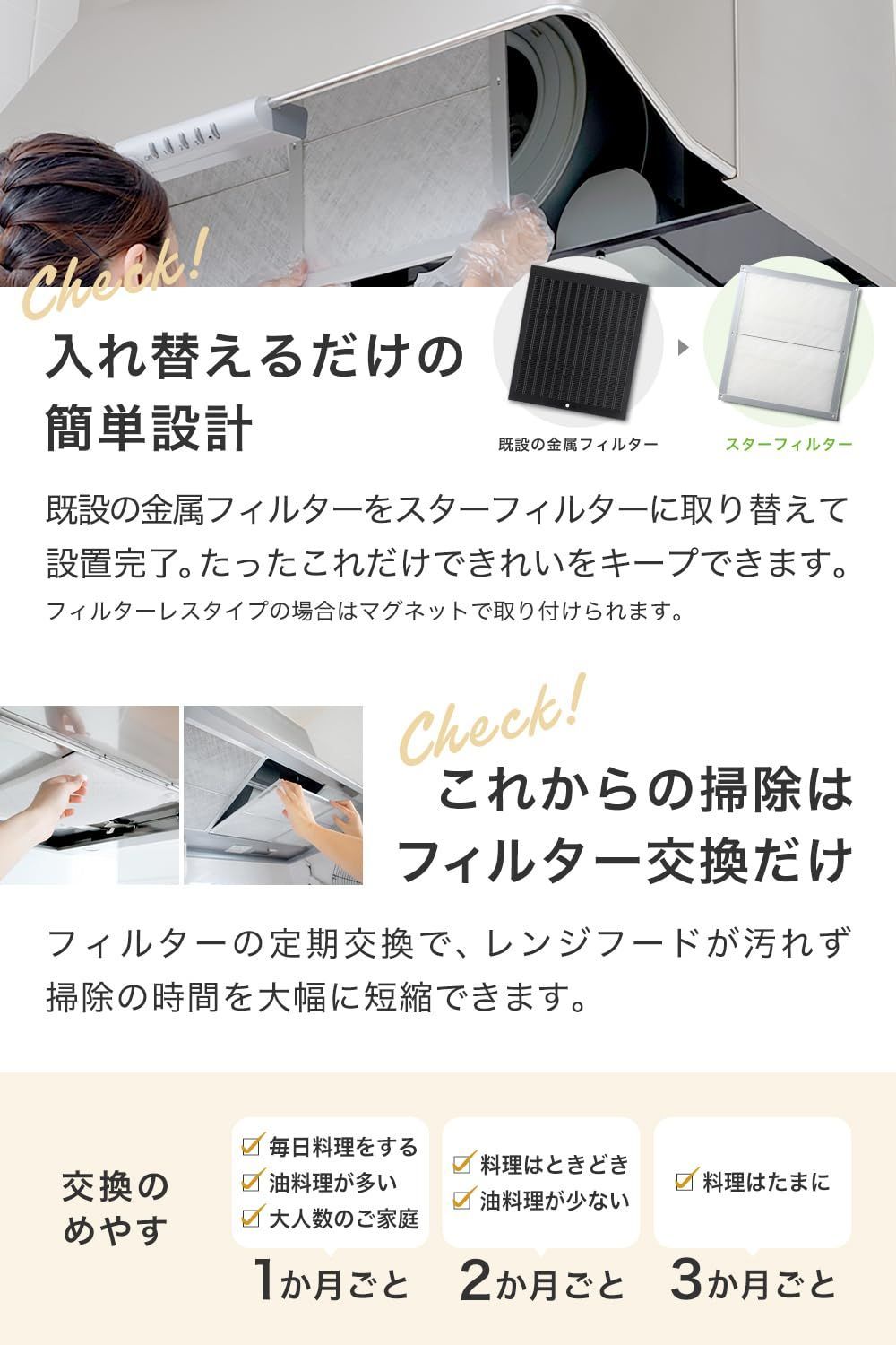 スターフィルター 換気扇フィルター スターターセット 不燃性 高除去率のガラス繊維タイプ 取付枠 交換フィルター 横200 縦250 厚7 mm レンジフードフィルター カバー SFSET 3 0 200250