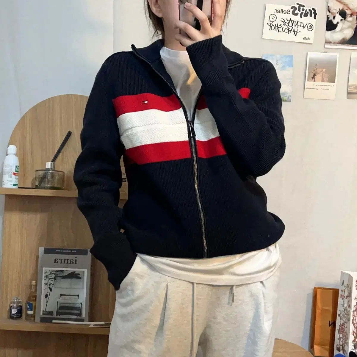 ジップアップニット S