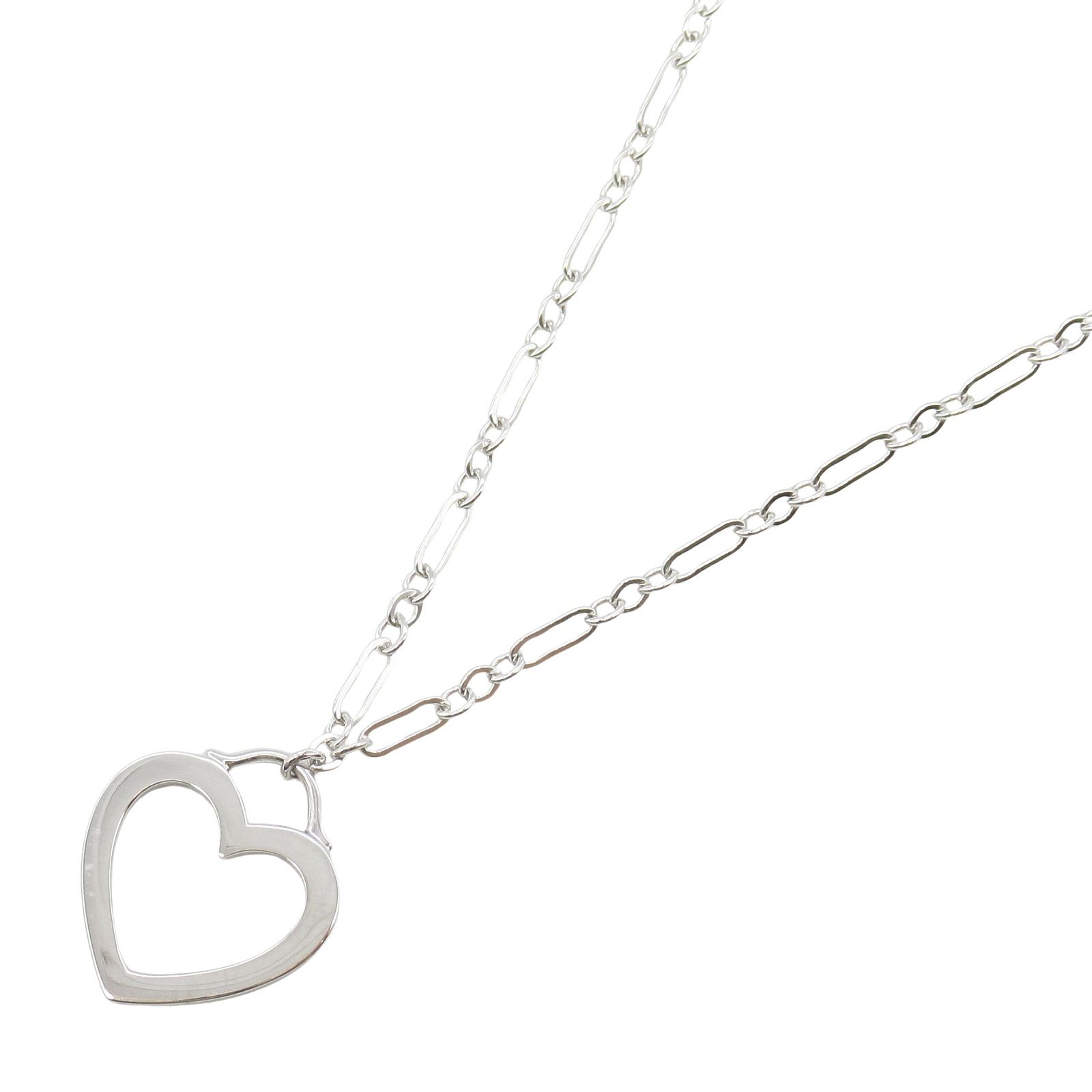 ティファニー TIFFANY＆CO ネックレス センチメンタルハートネックレス 首回り40.5cm K18WG ホワイトゴールド センチメンタルハートネックレス レディース Used A