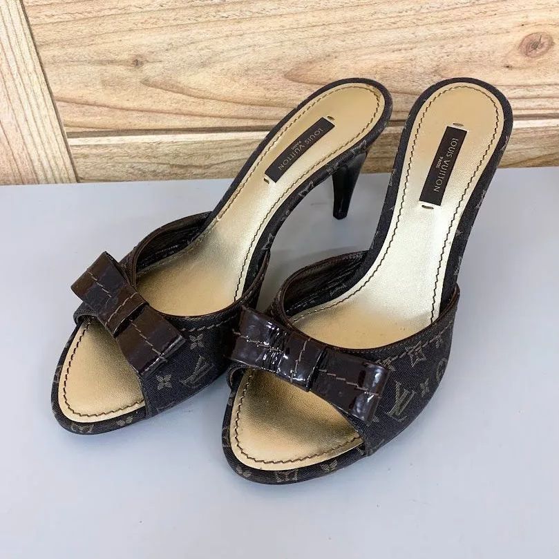 LOUIS VUITTON ルイヴィトン ミュール リボン モノグラム 37 23.5㎝ - メルカリ