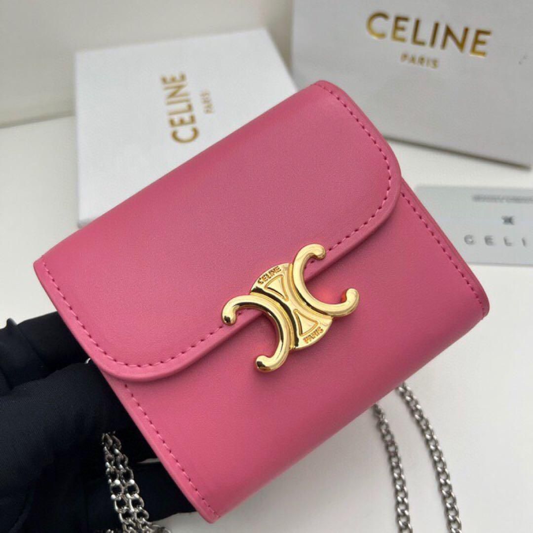 CELINE セリーヌ 三つ折り財布 ロズレッド - メルカリ