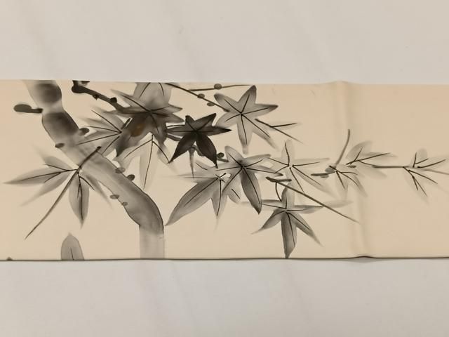 平和屋着物○塩瀬 九寸名古屋帯 枝花文 金彩 正絹 逸品 CAAZ4362hy