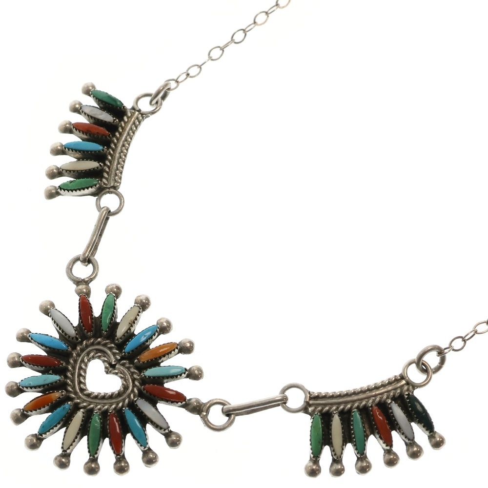 INDIAN JEWELRY (インディアンジュエリー) ズニ族 カラーストーン ネックレス シルバー