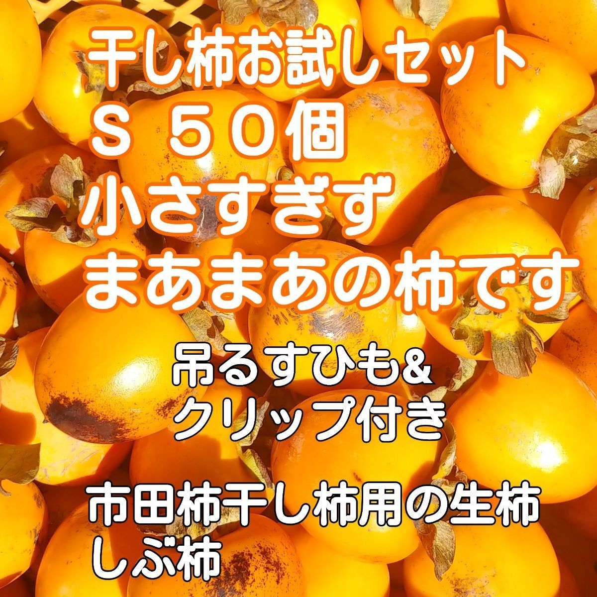 干し柿お試しセット クリップ付きＳ５０個セット市田柿生柿 しぶ柿 メルカリShops