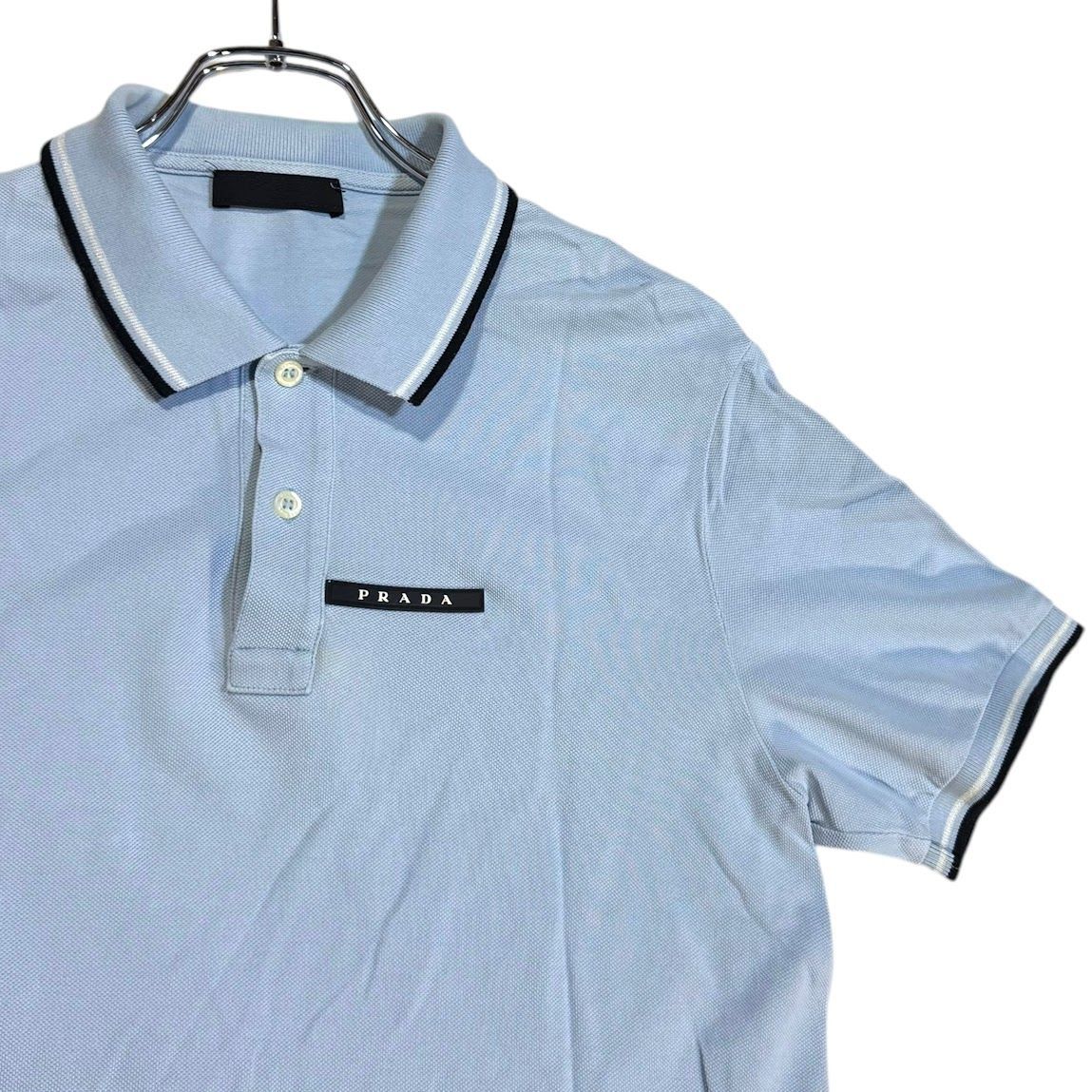 PRADA プラダ 半袖ポロシャツ ブルー×ブラック サイズS Prada ポロシャツ | ブルー | FARFETCH JP