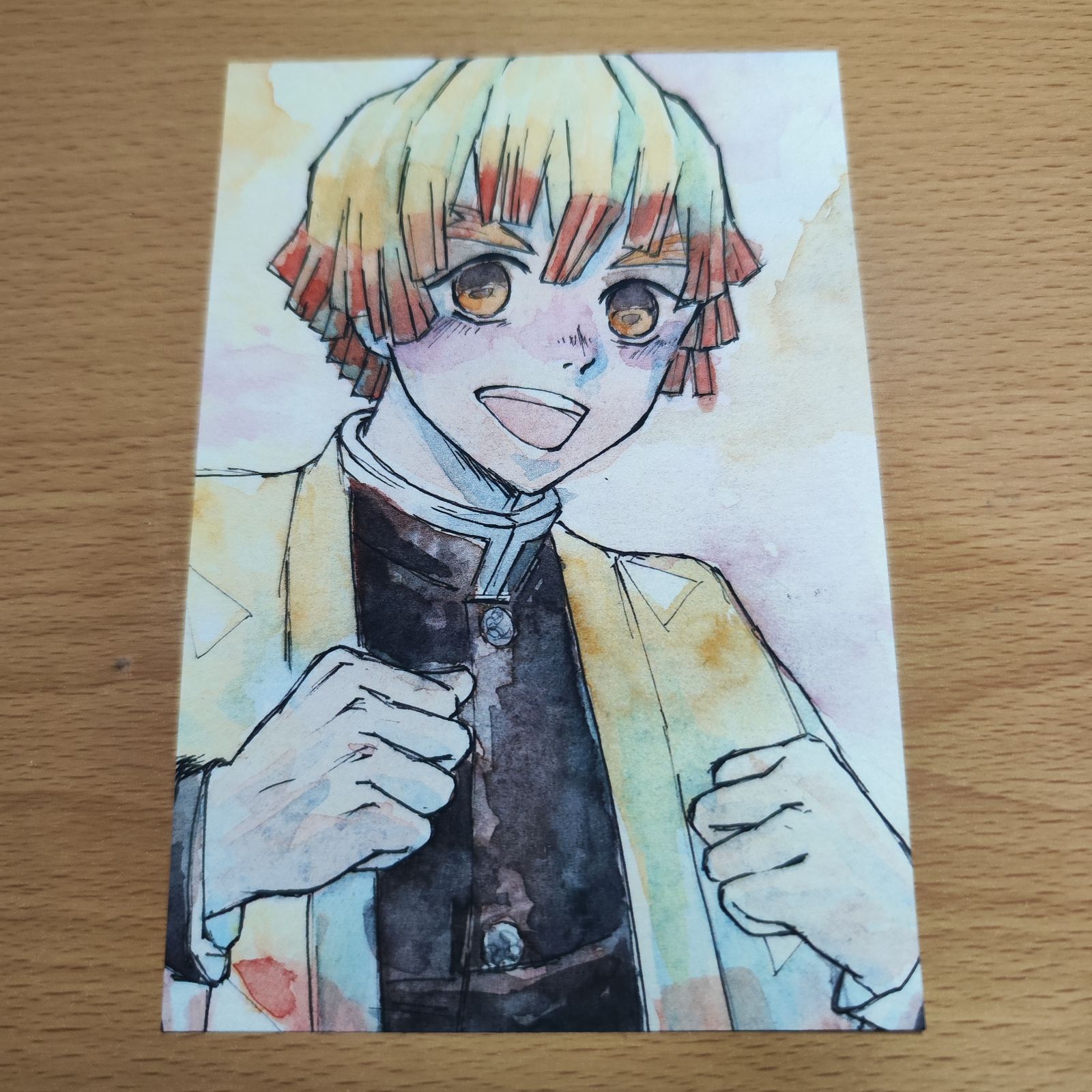 手描きイラスト ポストカード 我妻善逸 - メルカリ