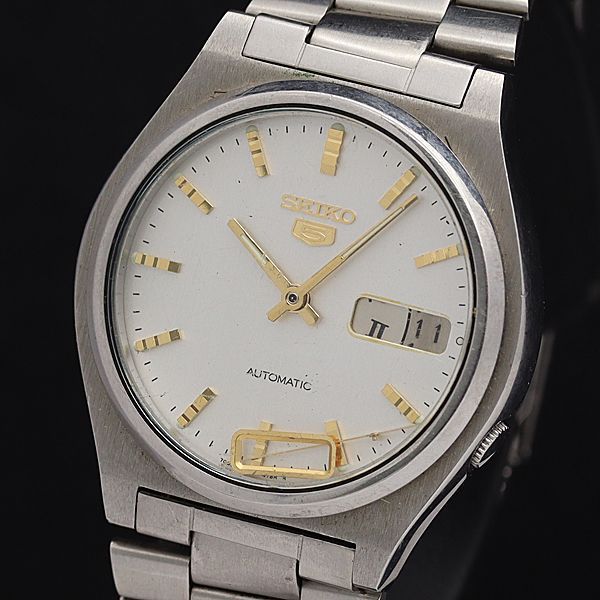 SEIKO5 自動巻き 7009-3170 セイコー AT/自動巻 7009-3170 セイコー5 シルバー文字盤 デイデイト