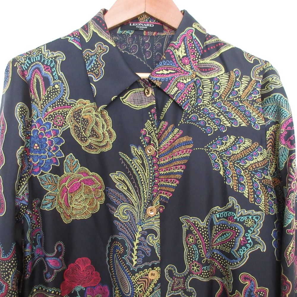 レオナール　美品　長袖シャツブラウス　ブラック LEONARD - レオナール LEONARD FASHION シャツ ブラウス ロング