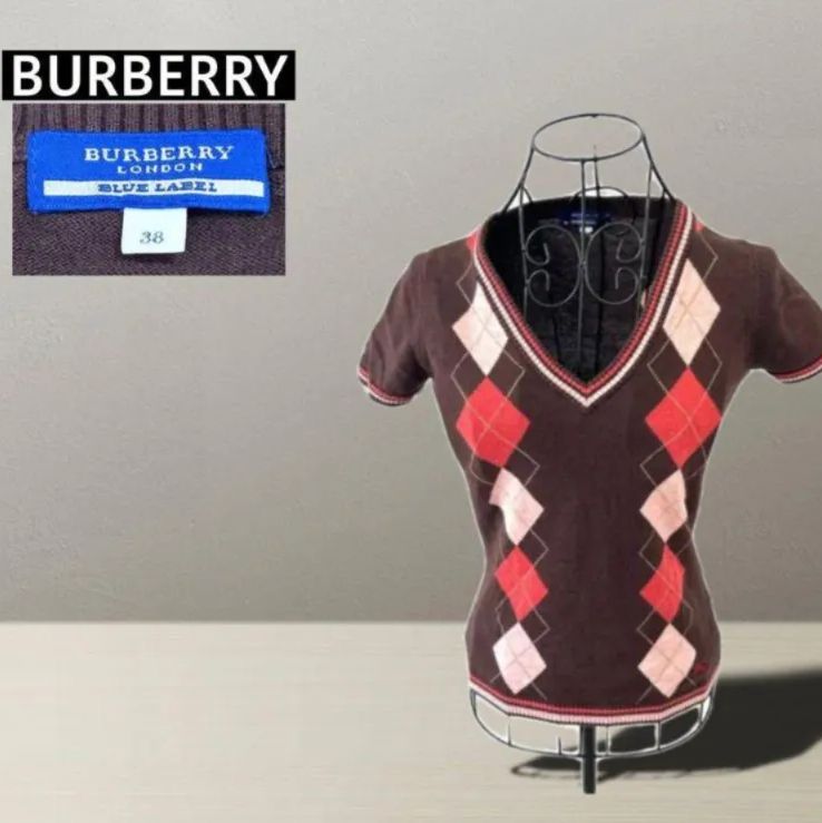 BURBERRY BLUELABEL】 バーバリーブルーレーベル アーガイル ニット