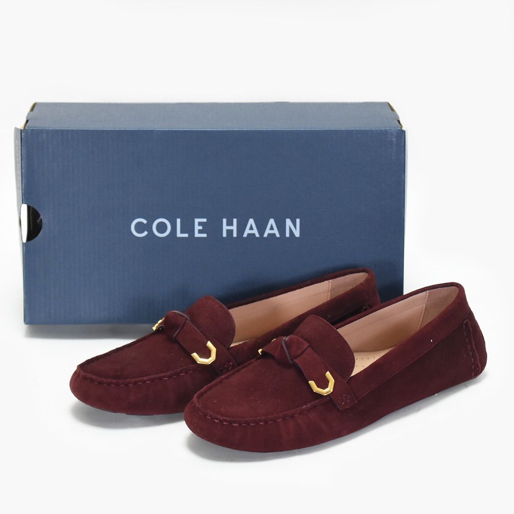 ♥ COLE HAAN コールハーン ドライビングシューズ シューズ ローファー パンプス スエード ブラッドストーン えんじ色 24.5cm W29118